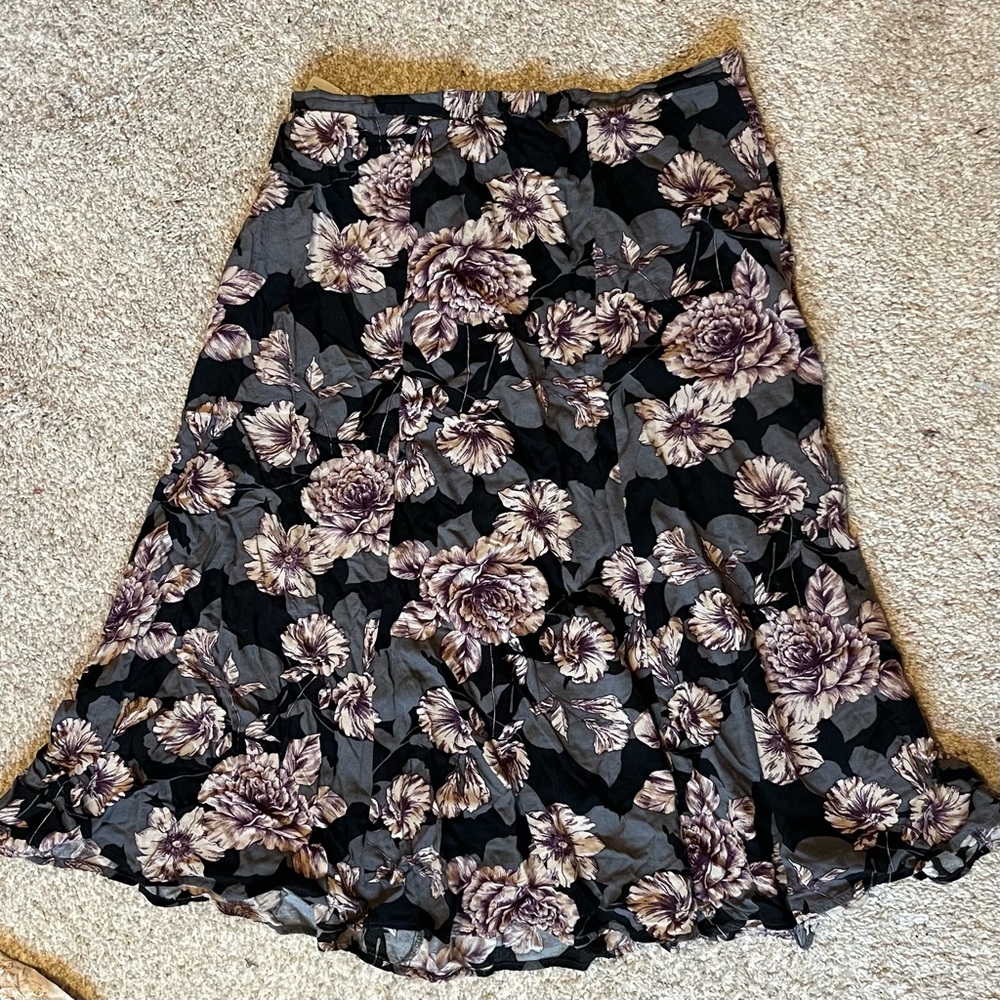 Floral Black and Purple Women's Skirt